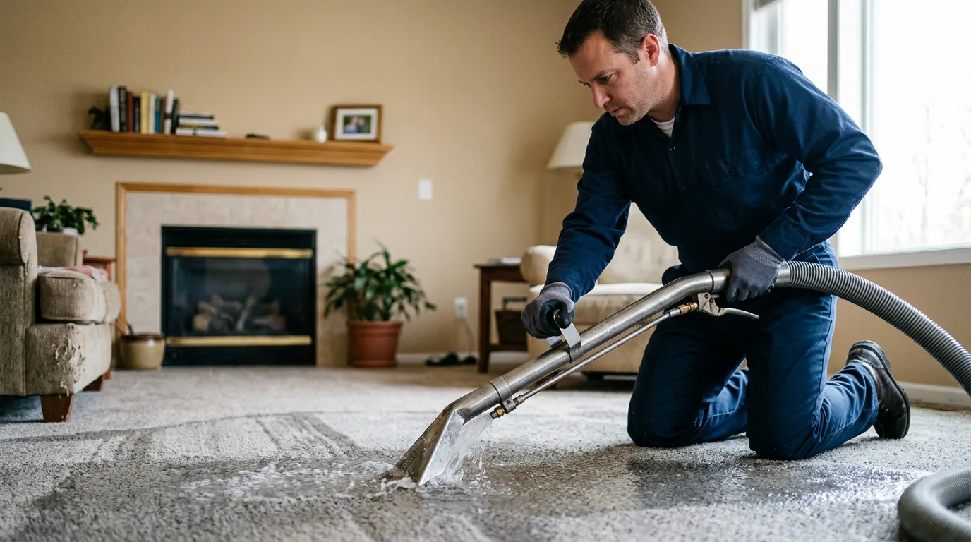 Water damage restoration technician working near Dickens, TX